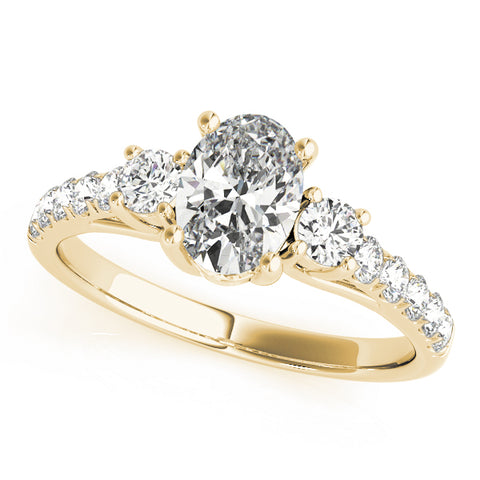 Oval 3 Stone Trellis Pave Ring