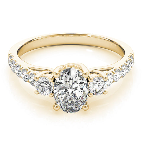 Oval 3 Stone Trellis Pave Ring
