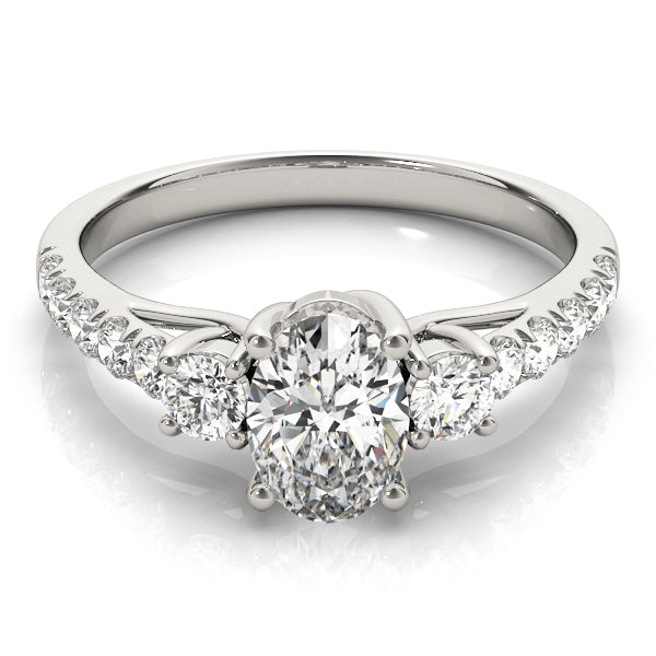 Oval 3 Stone Trellis Pave Ring