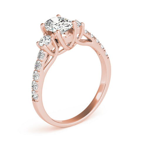 Oval 3 Stone Trellis Pave Ring