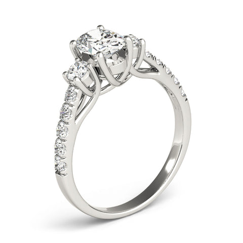 Oval 3 Stone Trellis Pave Ring
