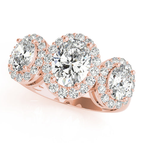 Triple Oval Halo Ring