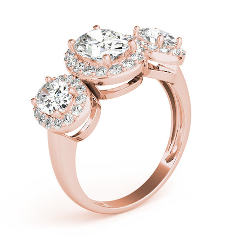 Triple Oval Halo Ring
