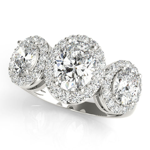 Triple Oval Halo Ring