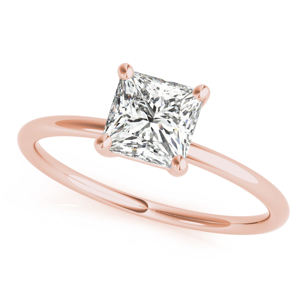 Sleek Princess Solitaire engagement ring, lab-created moissanite or lab-grown diamond center in solid 14K gold or platinum, view 10 of 10
