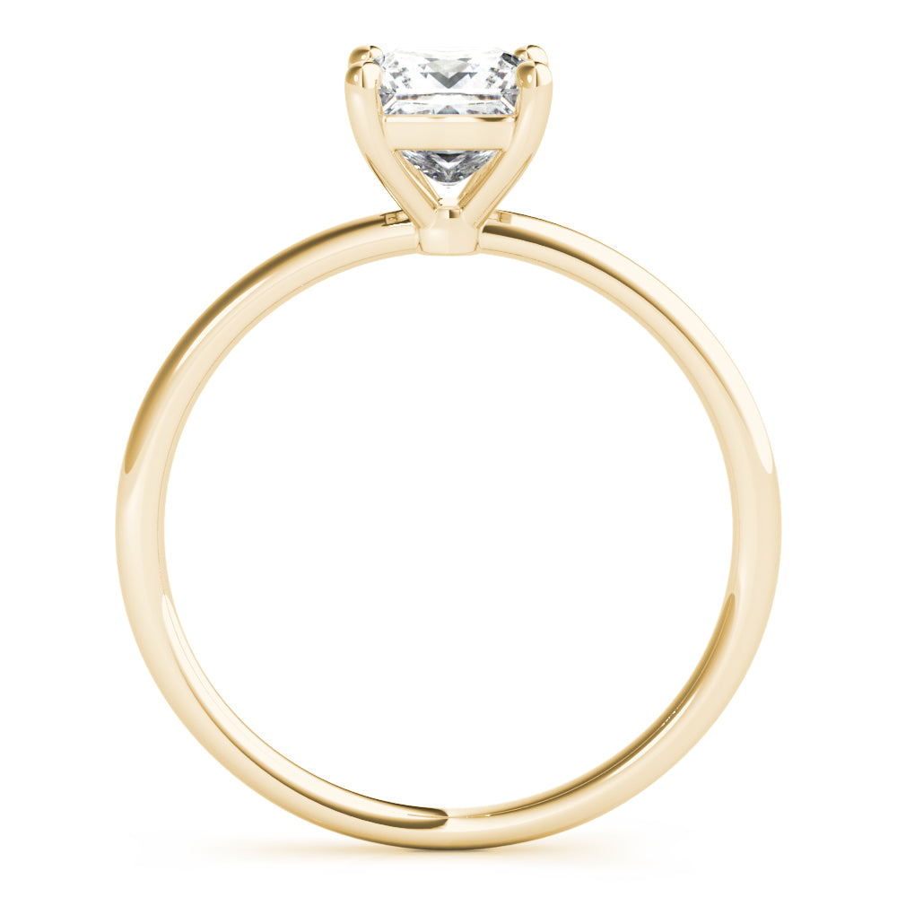 Sleek Princess Solitaire engagement ring, lab-created moissanite or lab-grown diamond center in solid 14K gold or platinum, view 6 of 10