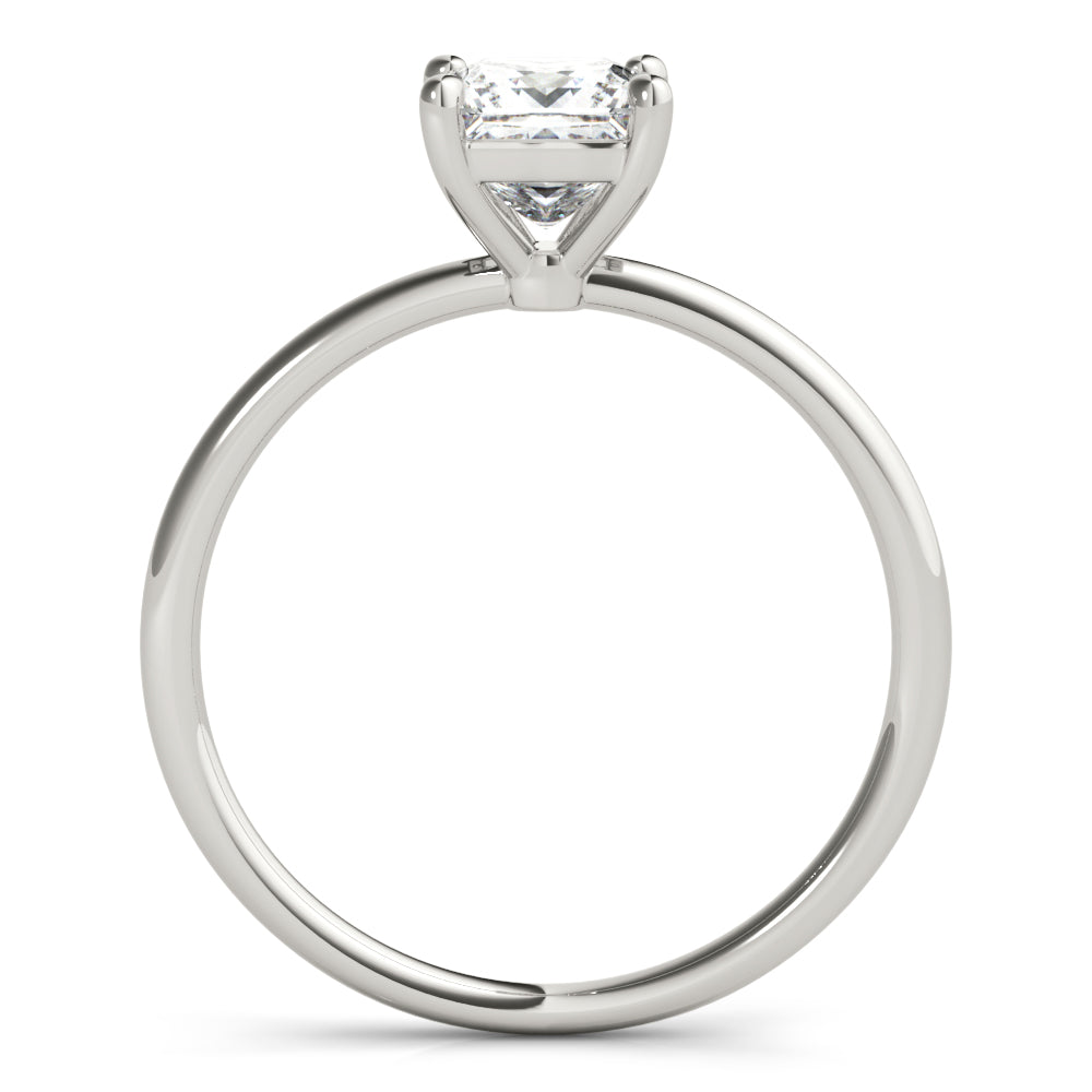 Sleek Princess Solitaire engagement ring, lab-created moissanite or lab-grown diamond center in solid 14K gold or platinum, view 2 of 10