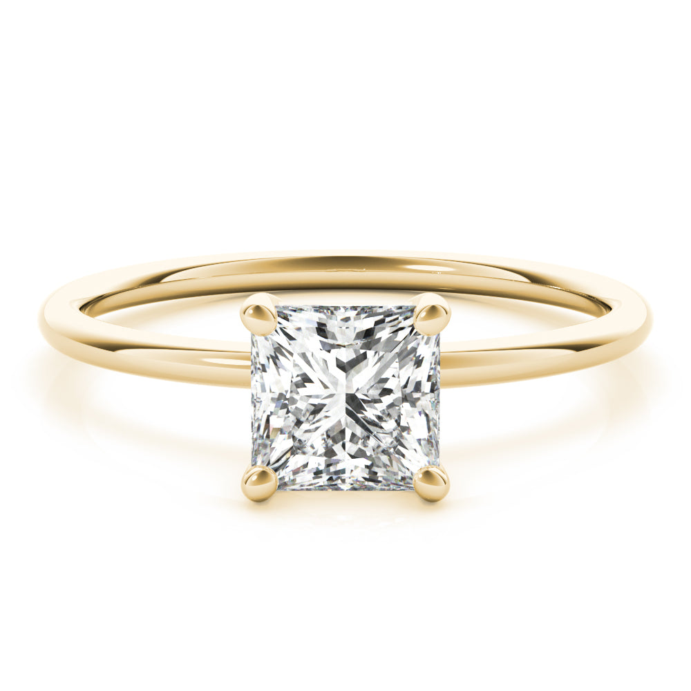 Sleek Princess Solitaire engagement ring, lab-created moissanite or lab-grown diamond center in solid 14K gold or platinum, view 5 of 10