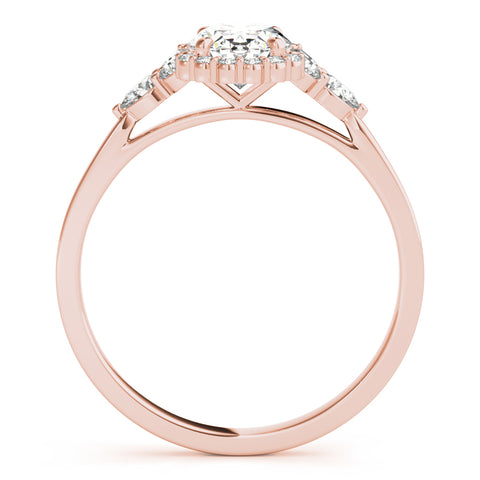 Vintage Oval Halo with Cluster Accent Band