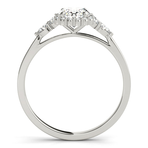 Vintage Oval Halo with Cluster Accent Band