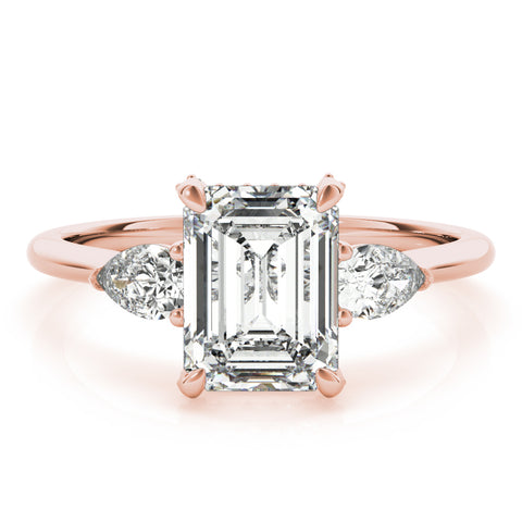 Emerald 3 Stone with flanked Pears