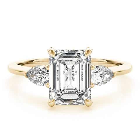 Emerald 3 Stone with flanked Pears