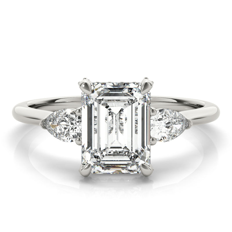 Emerald 3 Stone with Flanked Pears