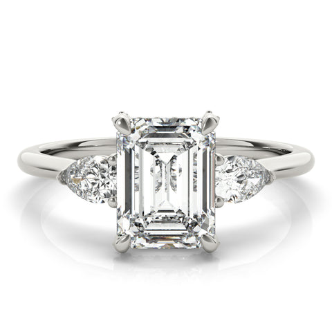 Emerald 3 Stone with flanked Pears