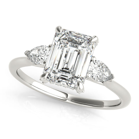 Emerald 3 Stone with flanked Pears