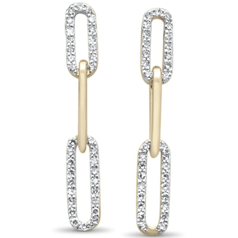 .29ct 14K Yellow Gold Diamond Paper Clip Drop Earrings