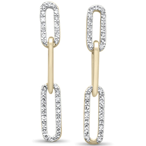 .29ct 14KT Yellow Gold Diamond Paper Clip Style Dangling Earrings