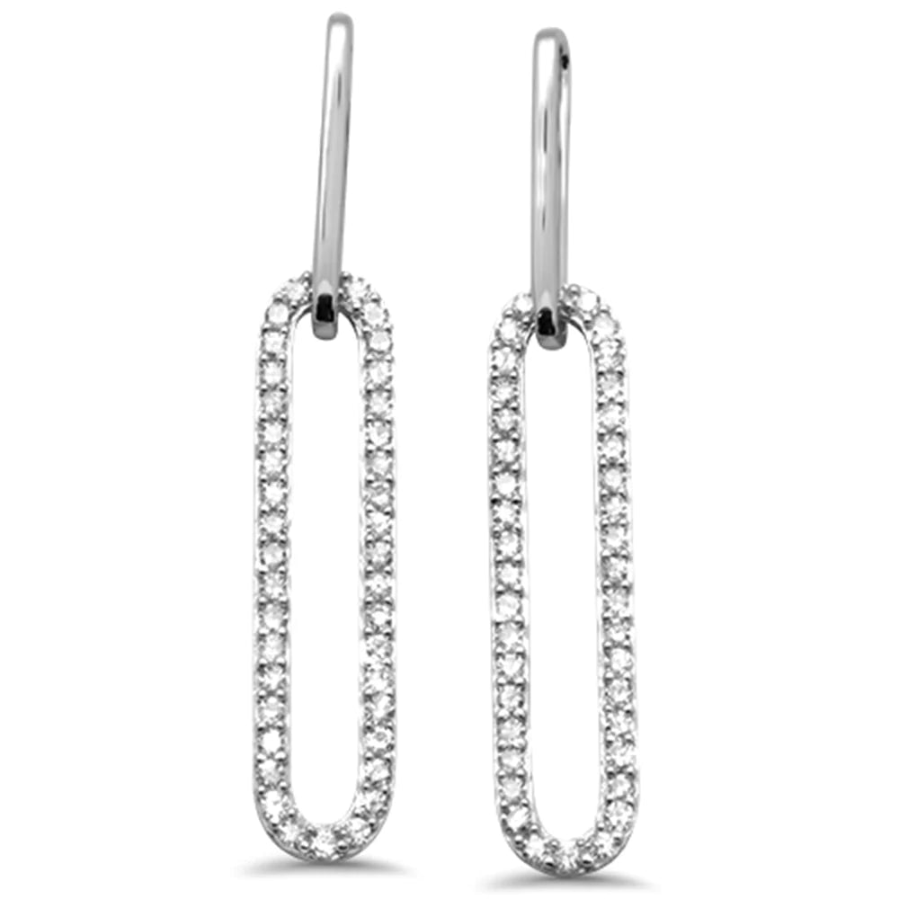 .41ct 14K White Gold Diamond Paperclip Long Earring