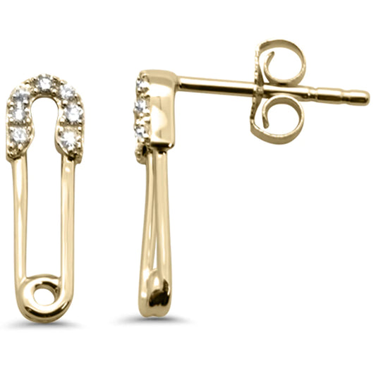 .09ct 14K Rose Gold Diamond Safety Pin Earrings