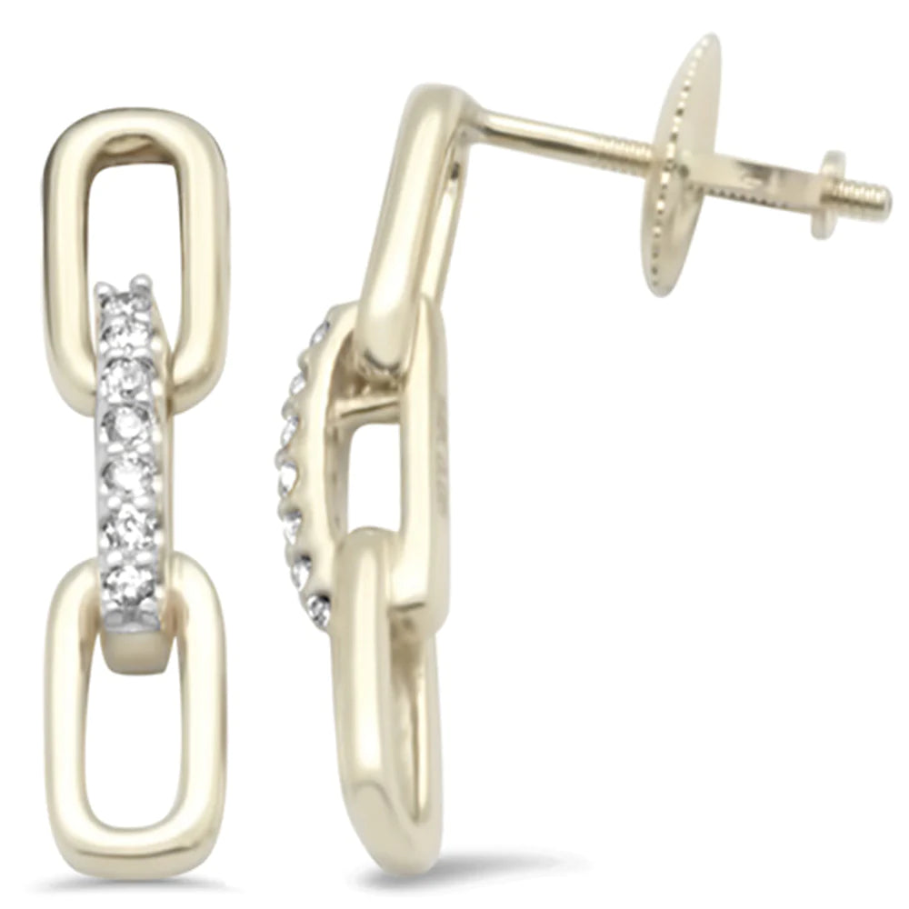 .10ct 14K Yellow Gold Diamond Paperclip Alternate Earrings