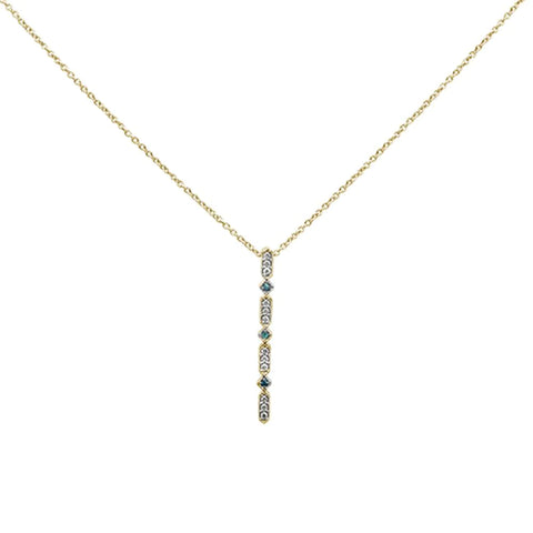 .10cts 10k Yellow Gold Green Emerald & Diamond Pendant Necklace 18" Long