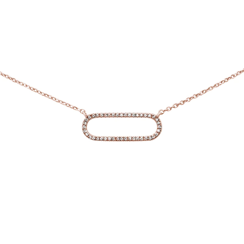 .08ct 14K Rose Gold Diamond Modern Oval Necklace, 16 in