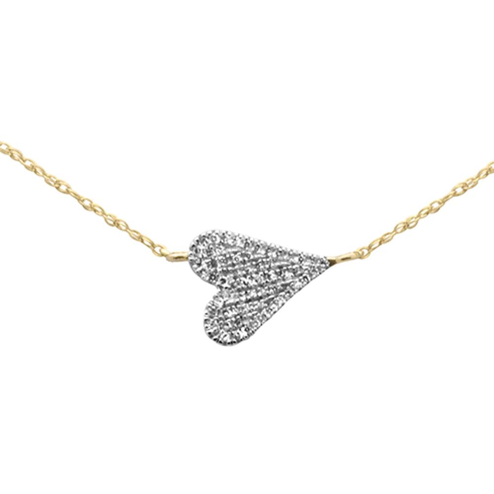 .09ct G SI 14K Yellow Gold Diamond Sideways Heart Pendant Necklace