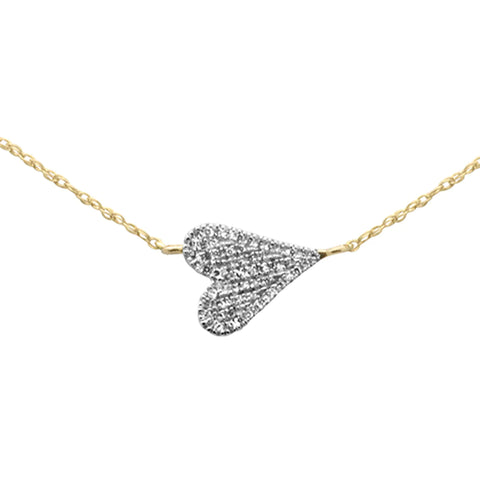 .09ct G SI 14K Yellow Gold Diamond Sideways Heart Pendant Necklace