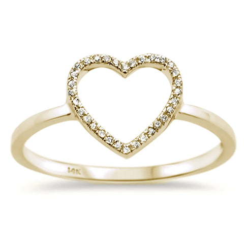 .08ct 14k Yellow Gold Heart Cut Out Diamond Ring