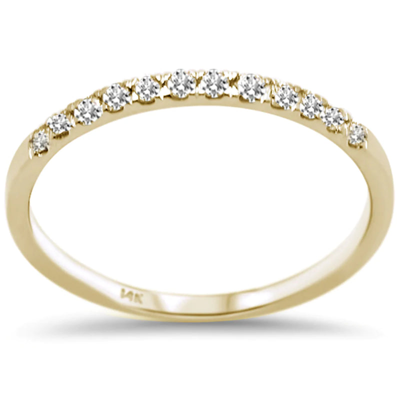 .18ct 14K Yellow Gold Round Diamond Wedding Band Anniversary Stackable Ring