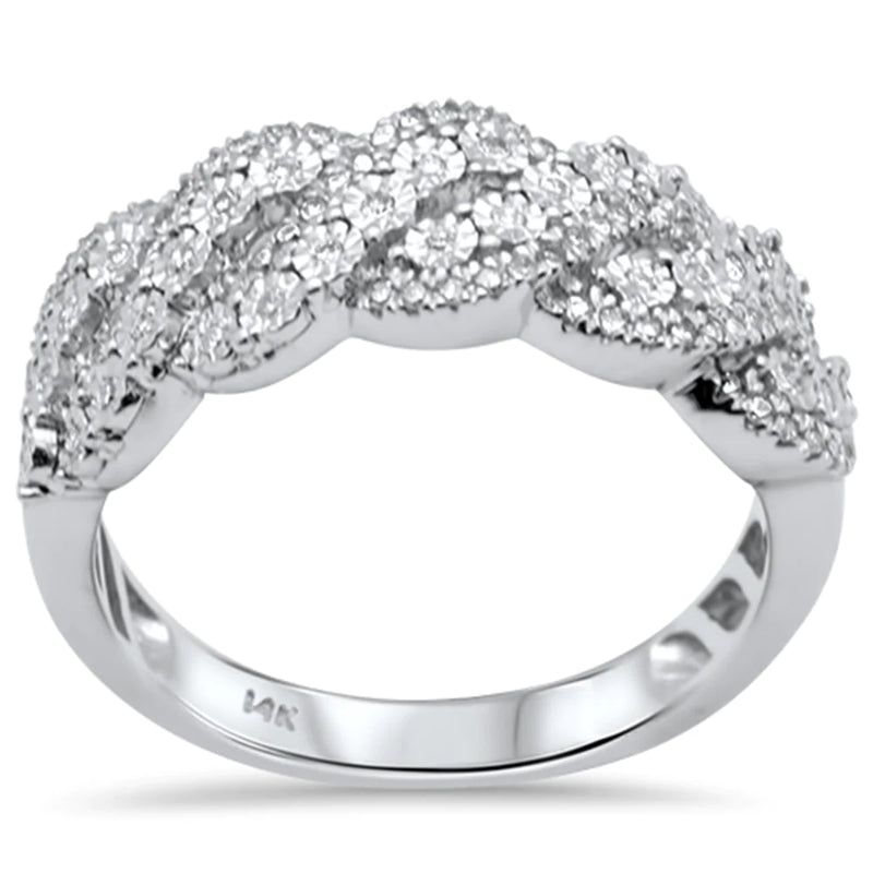 .25ct 14K White Gold Diamond Cuban Ring Band