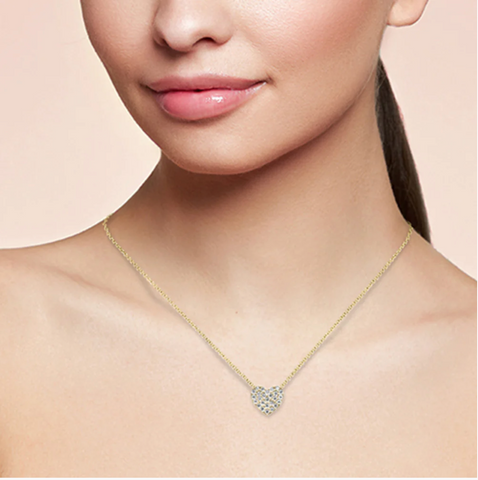 .11ct G SI 10K Yellow Gold Diamond Heart Pendant Necklace