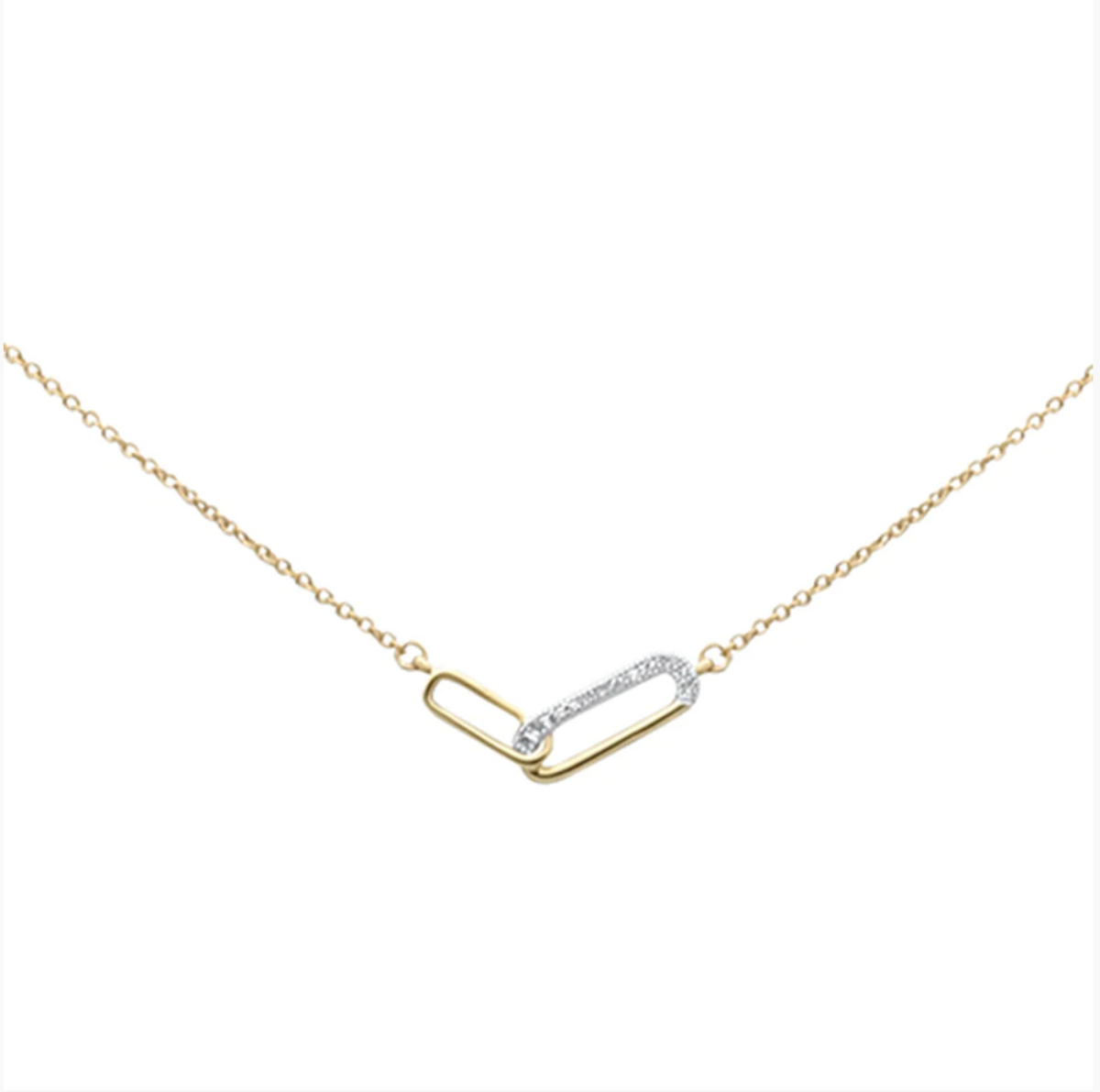 .03ct G SI 14K Yellow Gold Diamond Paperclip Pendant Necklace