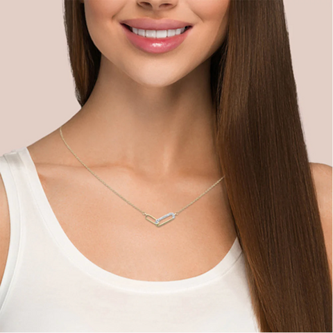 .03ct G SI 14K Yellow Gold Diamond Paperclip Pendant Necklace