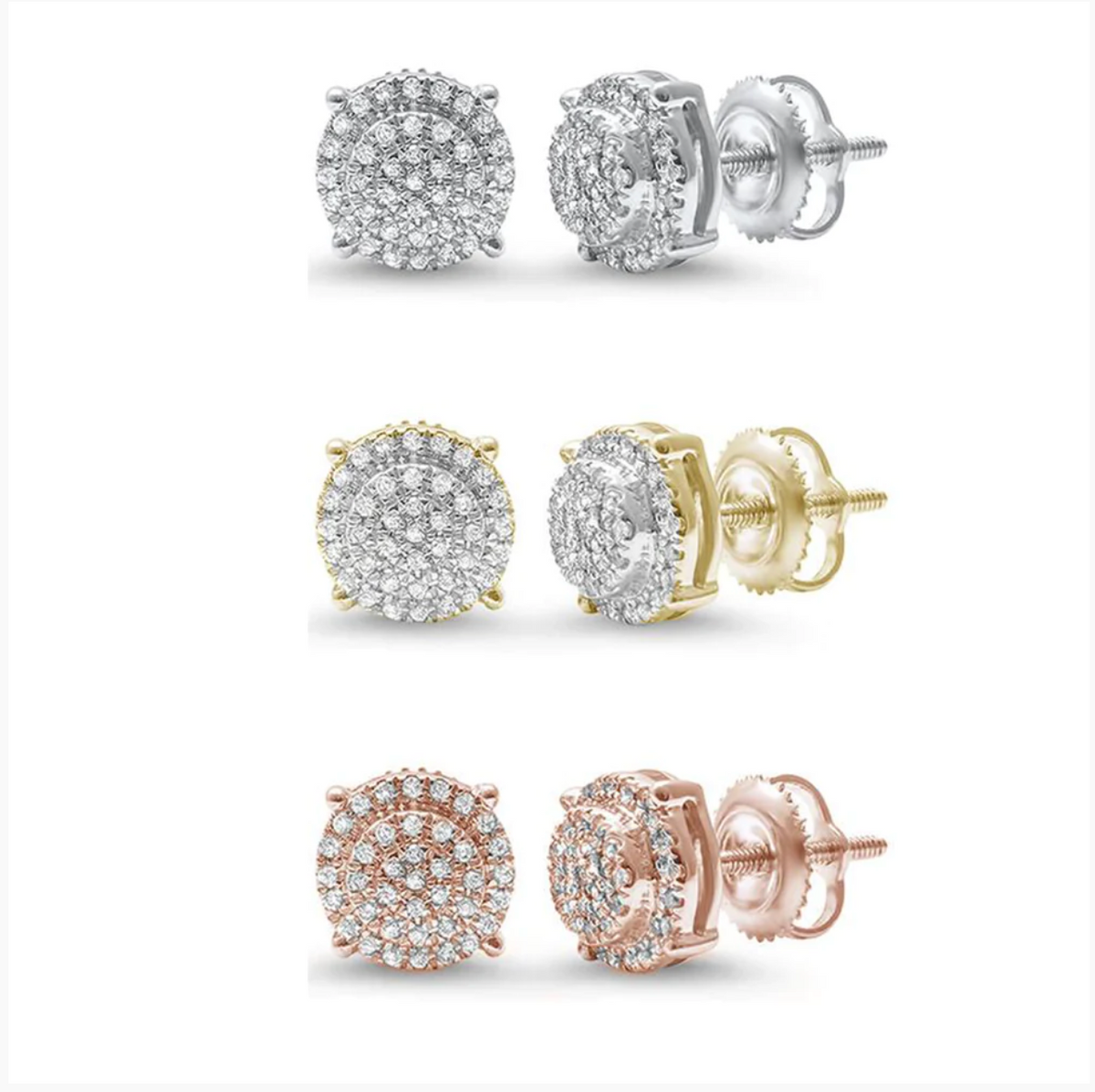 .16ct 10kt Gold Round Diamond Cluster Stud Earrings