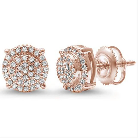 .16ct 10kt Gold Round Diamond Cluster Stud Earrings