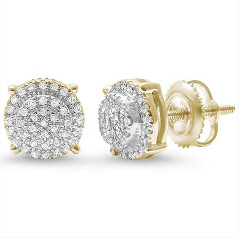 .16ct 10kt Gold Round Diamond Cluster Stud Earrings