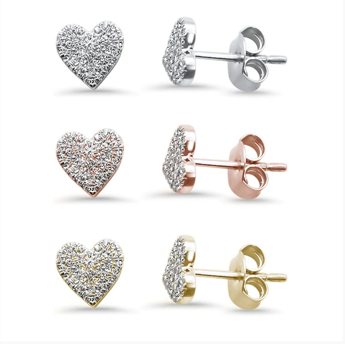 .15ct 14kt Gold Heart Diamond Stud Earrings