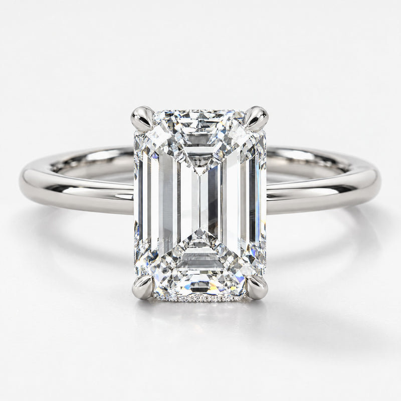 Emerald Solitaire with Hidden Halo