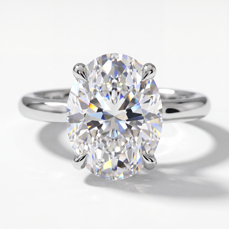 Oval Solitaire with Hidden Halo