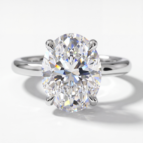 Oval Solitaire with Hidden Halo