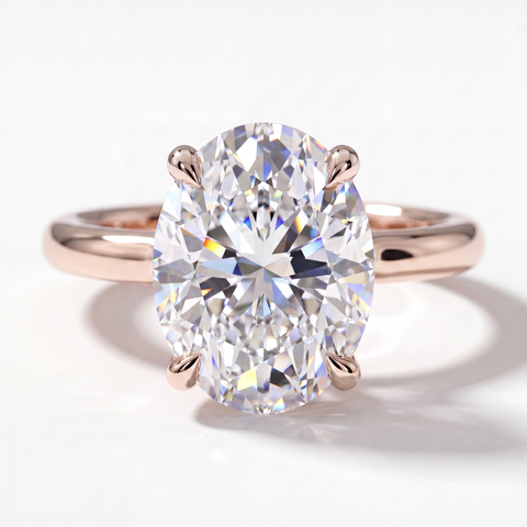 Oval Solitaire with Hidden Halo