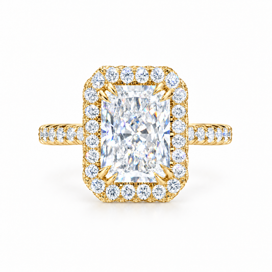 Royal Radiant Halo engagement ring in 14K yellow gold
