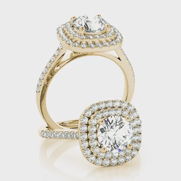 Round Double Halo Ring