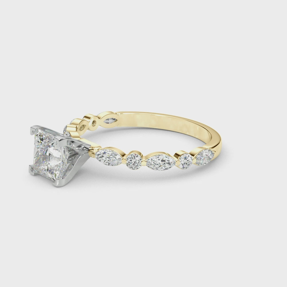 Princess with Marquise Alternating Band