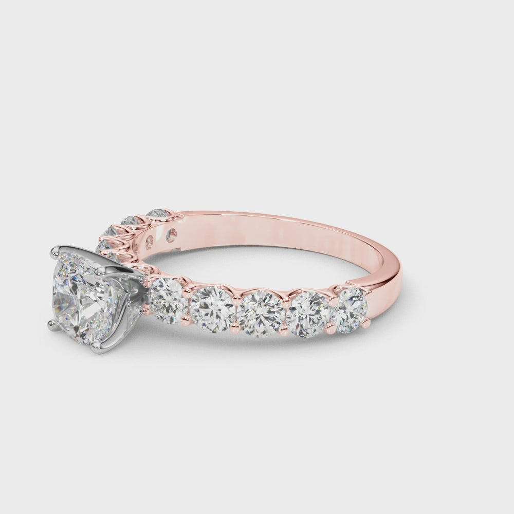 Cushion with 10 Stone Prong Set Band