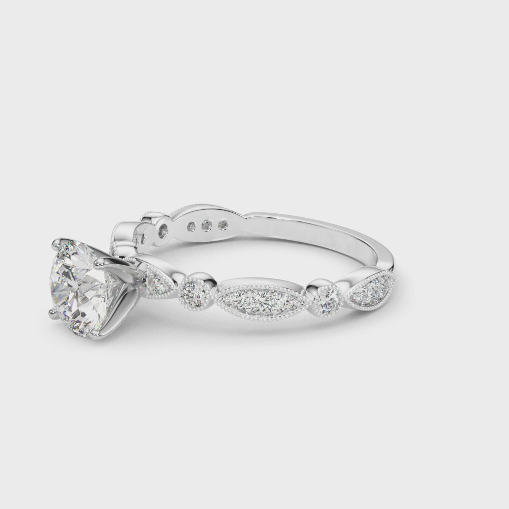 Vintage Round with Marquise Alternating Band