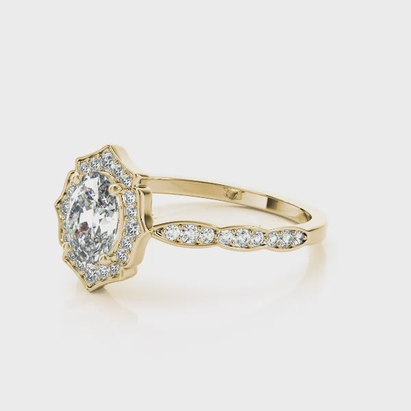 Vintage Oval Halo Ring