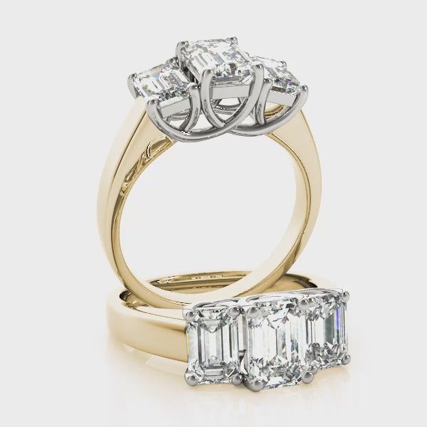 Emerald 3 Stone Trellis Ring