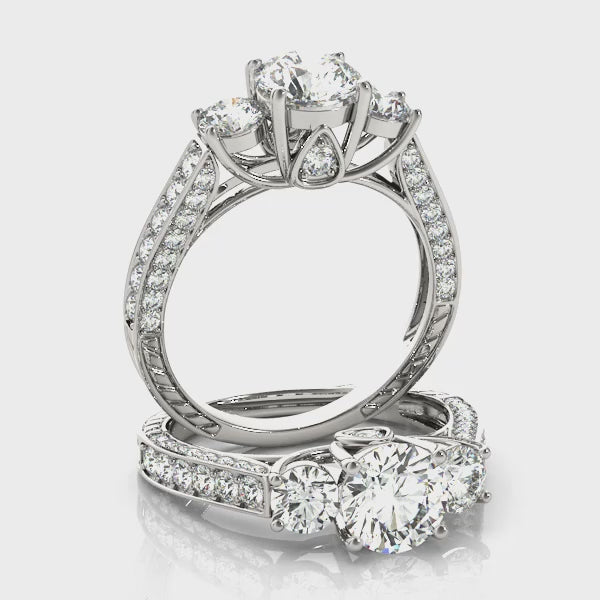 Round 3 Stone with Triple Pave Band